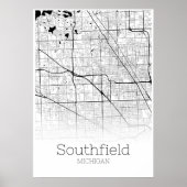 Southfield Map - Michigan - City Map Poster (Voorkant)