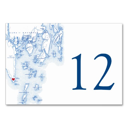 Southport Boothbay Harbour Map Elegant Navy Weddin Kaart (Voorkant)