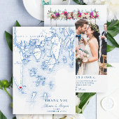 Southport Boothbay Maine Bruiloft Flat Bedankkaart