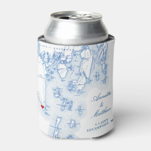 Southport Boothbay Maine Map Wedding Favor Drink Blikjeskoeler