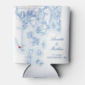 Southport Boothbay Maine Map Wedding Favor Drink Blikjeskoeler (Voorkant)