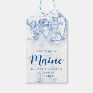 Southport Maine Elegante Moderne Marine Huwelijksg Cadeaulabel