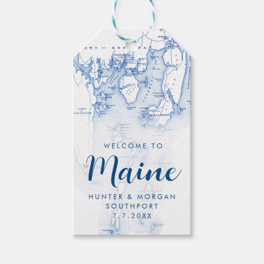 Southport Maine Elegante Moderne Marine Huwelijksg Cadeaulabel (Voorkant)