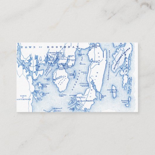 Southport Maine Kaart Blauw Bruiloft Flat Escort Plaatskaartje (Achterkant)