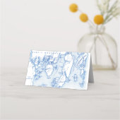 Southport Maine Kaart Blauw Gevouwen Bruiloft Plaatskaartje (Achterkant)