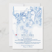 Southport Maine Kaart Bruiloft Welkomstroute (Voorkant)