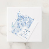 Southport Maine Kaart Navy Blue Bruiloft Bedankjes Labels (In situ)
