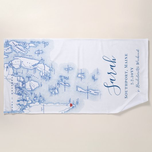 Southport Maine Persoonlijk Bachelorette-weekend Strandlaken (Voorkant)