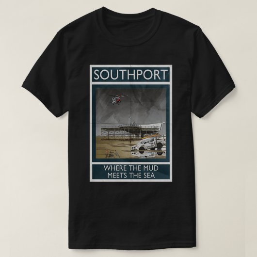 Southport waar de modder aan het Zee voldoet T-shirt (Design voorkant)