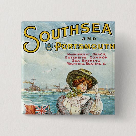 Southsea en Portsmouth Vierkante Button 5,1 Cm (Voorkant)