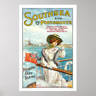 Southsea & Portsmouth Britse Vintage 1905 Travel A Poster