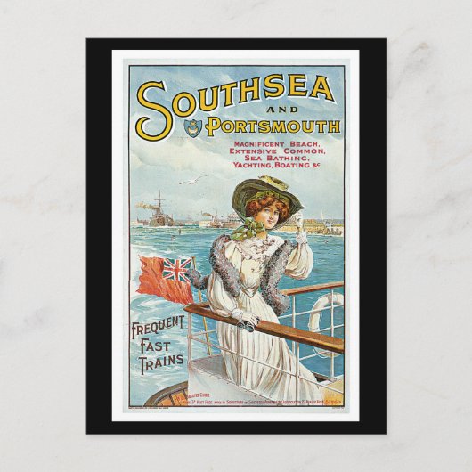 Southsea Portsmouth UK Vintage Travel Briefkaart (Voorkant)