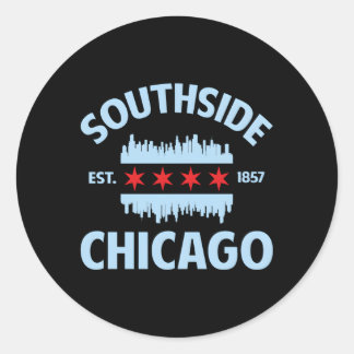 Southside Chicago Flag Skyline Ronde Sticker