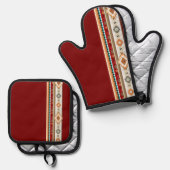 Southwest 2 - veranderlijke kleuren ovenwant & pannenlap set (Voorkant / Achterkant)