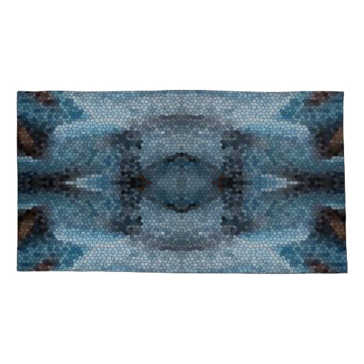 Southwest Abstracte Mosaic Blue King Kussensloop (Achterkant)