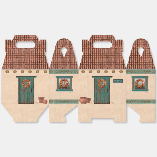 Southwest Adobe and Terracotta Tile House Design Bedankdoosjes (Ongevouwen)