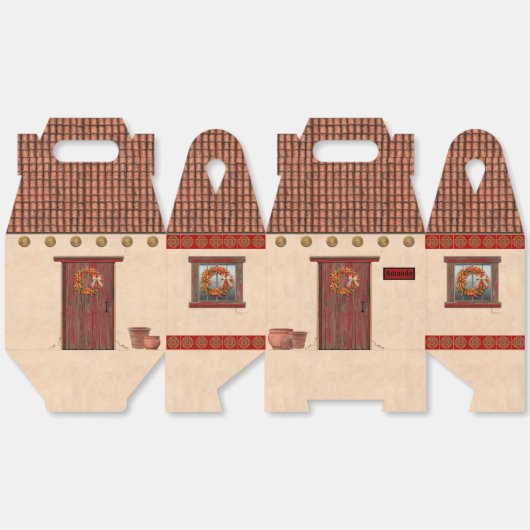 Southwest Adobe and Terracotta Tile House Design Bedankdoosjes (Ongevouwen)