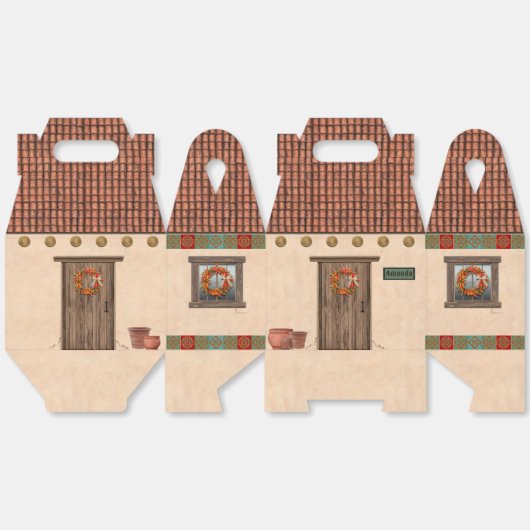 Southwest Adobe and Terracotta Tile House Design Bedankdoosjes (Ongevouwen)