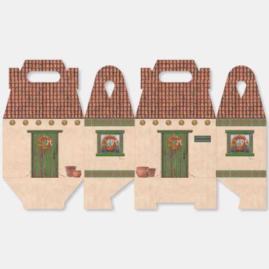 Southwest Adobe and Terracotta Tile House Design Bedankdoosjes (Ongevouwen)