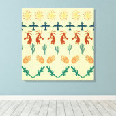 Southwest American Indian Tribal Petroglyphs Art Canvas Afdruk (Insitu (Houten vloer))