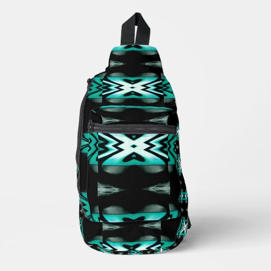Southwest Aqua & Black Design Sling Bag (Voorkant)