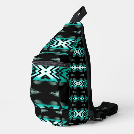 Southwest Aqua & Black Design Sling Bag (Rechterhoek)
