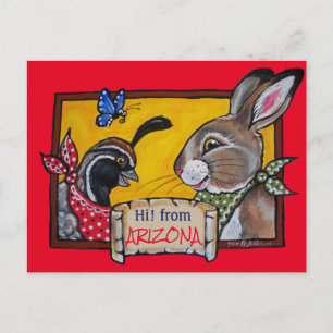 Southwest Arizona Rabbit Quail Desert Souvenir Briefkaart