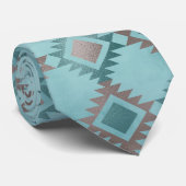 Southwest Aztec Blue Blauwgroen Design Pattern Stropdas (Opgerold)