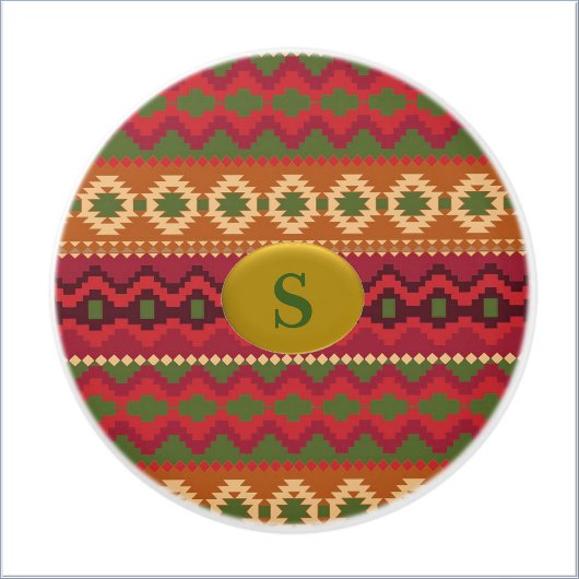 Southwest Aztec Style Pink Green en Brown Keramische Knop