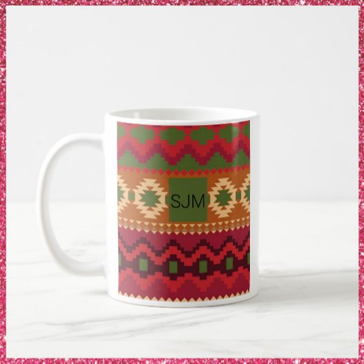 Southwest Aztec Style Pink Green en Brown Koffiemok