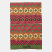 Southwest Aztec Style Pink Green en Brown Theedoek (Verticaal)