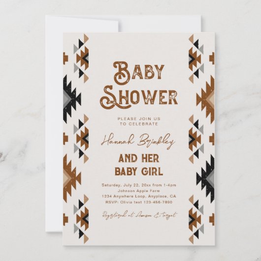 Southwest Baby shower Invitation Kaart (Voorkant)