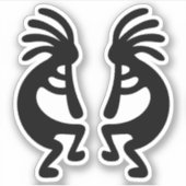 Southwest Black Silhouette Kokopelli Shape Sticker (Voorkant)