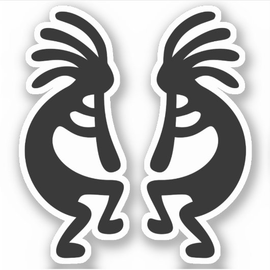 Southwest Black Silhouette Kokopelli Shape Sticker (Voorkant)