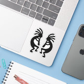 Southwest Black Silhouette Kokopelli Shape Sticker (Laptop met iPhone)