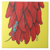 Southwest Blue Lizard Red Chili Pepper Mural Tegeltje (Voorkant)
