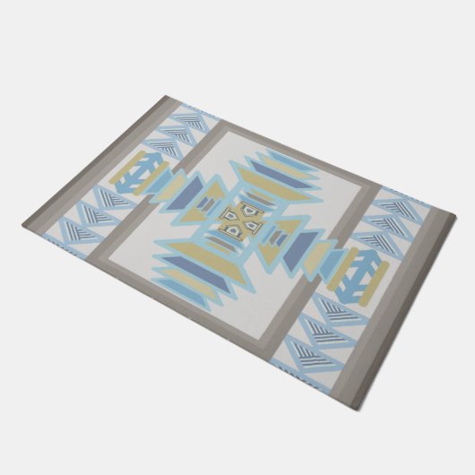 Southwest Blues Indian Blanket Art Design Deurmat (Schuin)