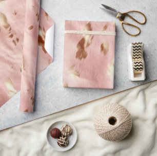 Southwest Blush Pink Gold Cowgirl Koeienhuid Cadeaupapier