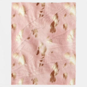 Southwest Blush Pink Gold Cowgirl Koeienhuid Fleece Deken