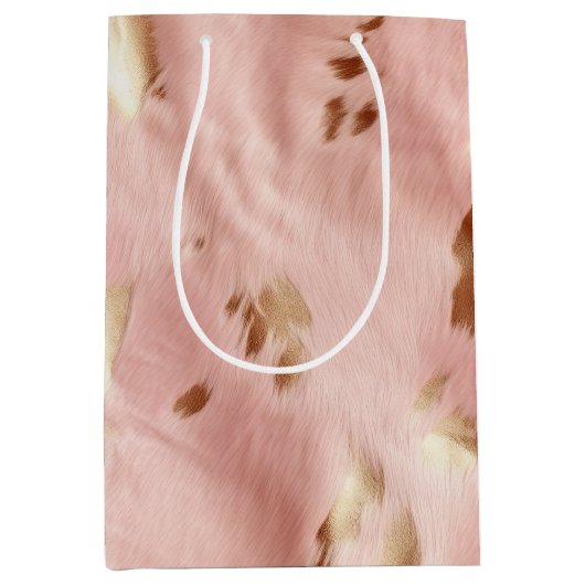 Southwest Blush Pink Gold Cowgirl Koeienhuid Medium Cadeauzakje (Voorkant)