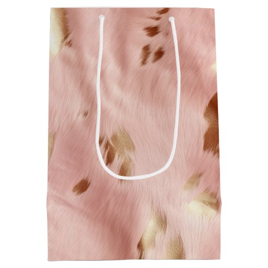 Southwest Blush Pink Gold Cowgirl Koeienhuid Medium Cadeauzakje (Achterkant)