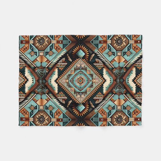 Southwest Boho Pattern Fleece Deken (Voorkant (Horizontaal))