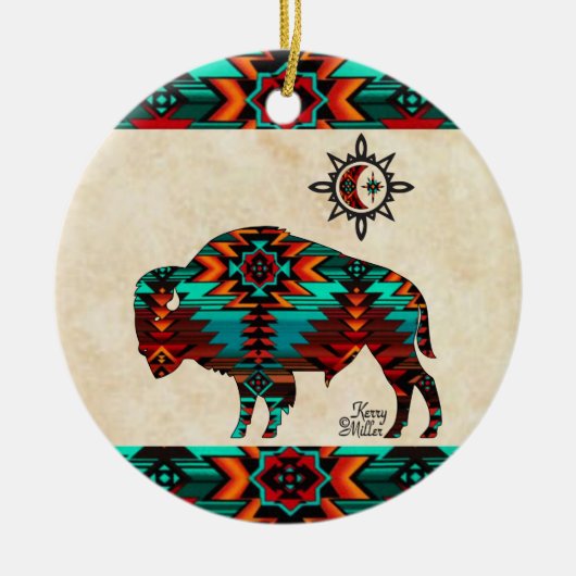 Southwest Buffalo Ceramic Ornament (Voorkant)