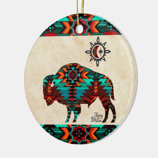 Southwest Buffalo Ceramic Ornament (Links)