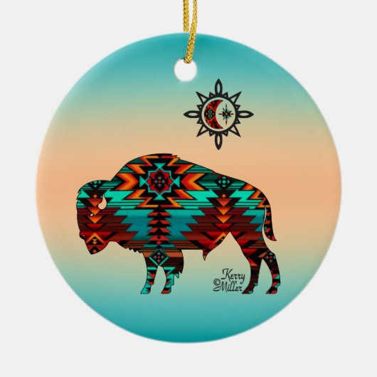 Southwest Buffalo Ceramic Ornament (Voorkant)