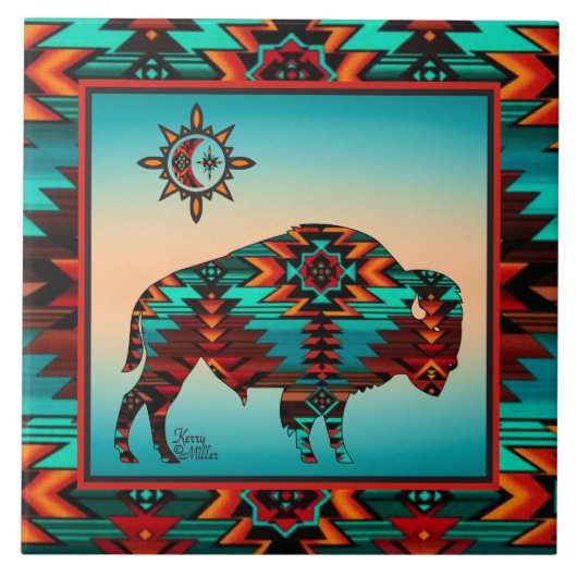 Southwest Buffalo CERAMIC-TEGEL Tegeltje (Voorkant)