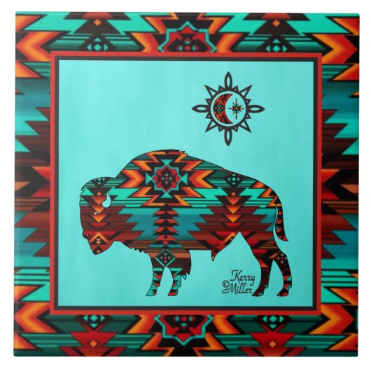 Southwest Buffalo CERAMIC-TEGEL Tegeltje (Voorkant)