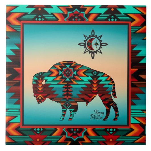 Southwest Buffalo CERAMIC-TEGEL Tegeltje (Voorkant)