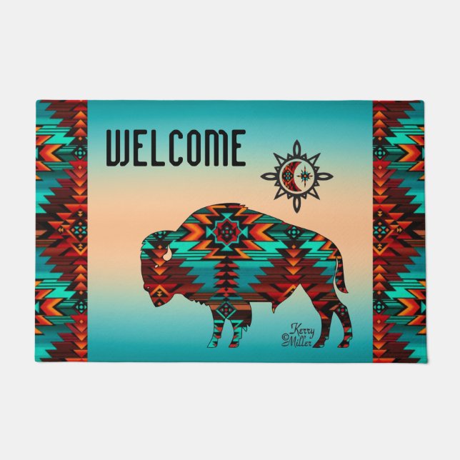 Southwest Buffalo Doormat Deurmat (Voorkant)