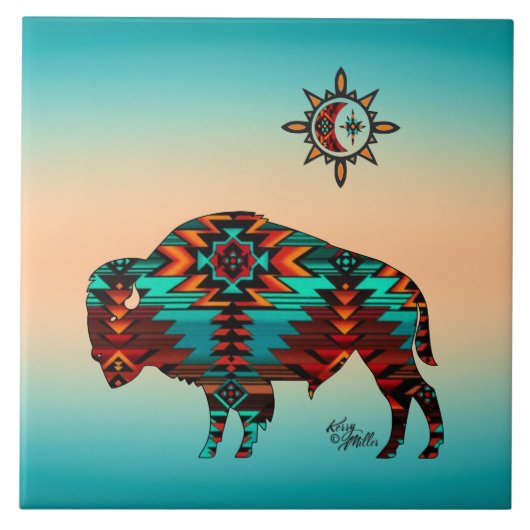 Southwest Buffalo en Sun Tegeltje (Voorkant)